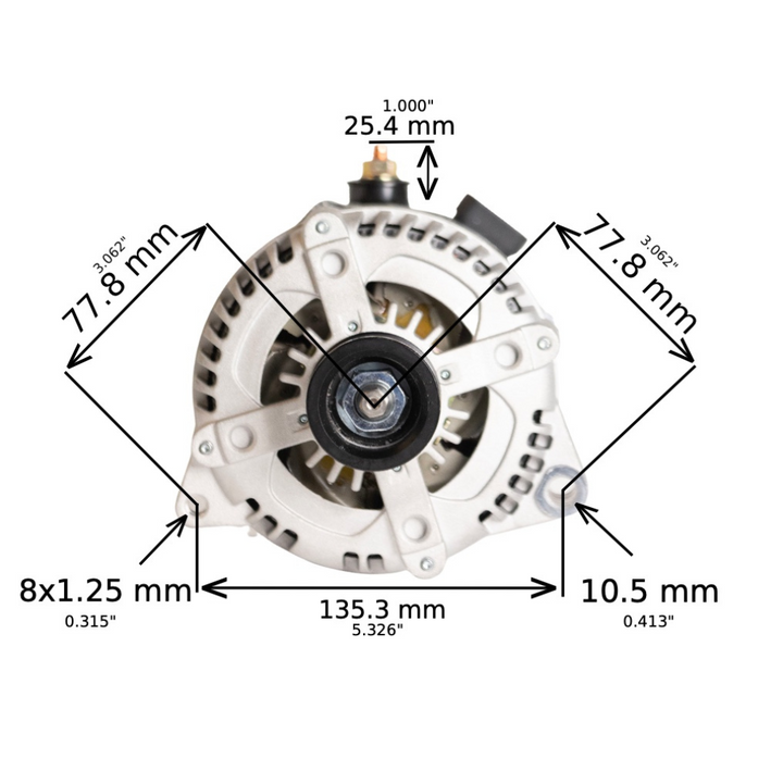 1988-1992 Pontiac Grand Am L4 2.3L cs130 High Output Alternator