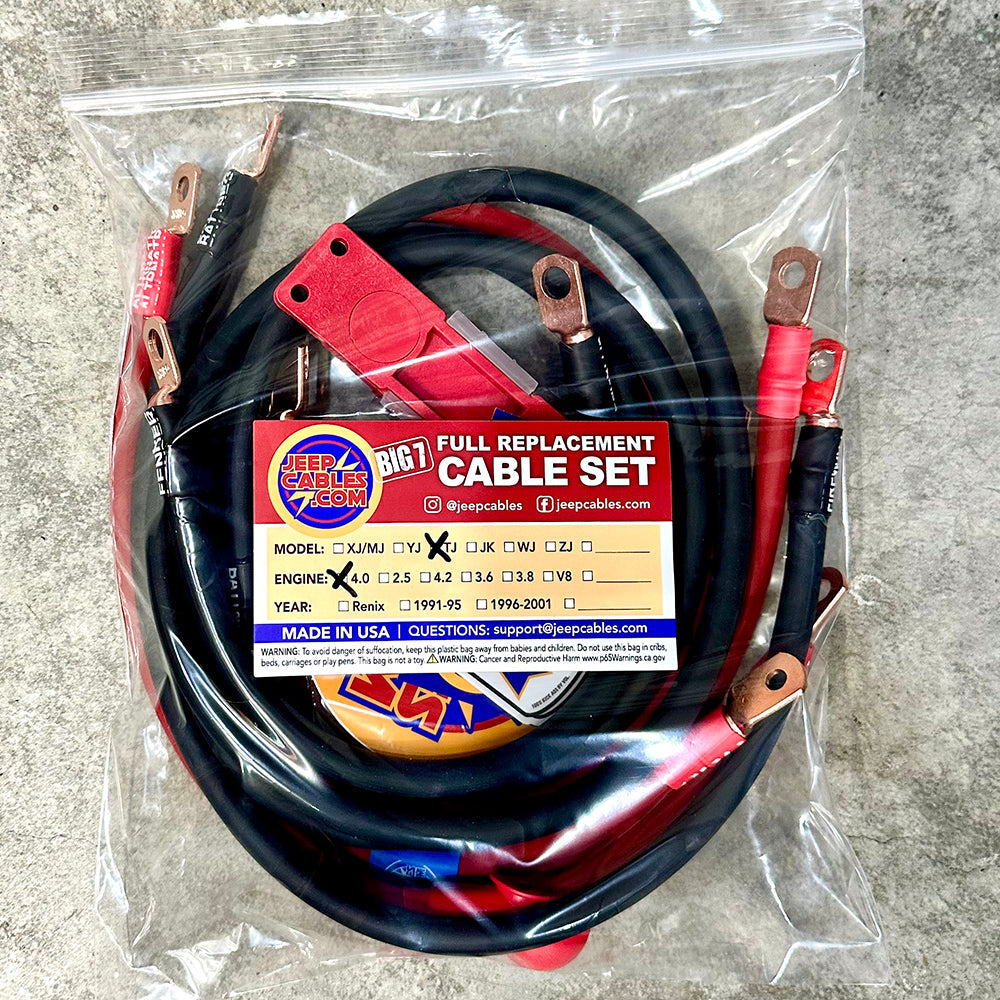 Jeep Grand Cherokee WJ Big 7 Battery Cable Kit (1999-2005)