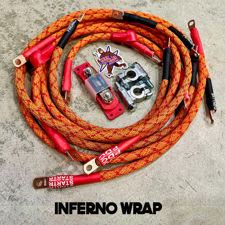 Maximize the electrical efficiency of your Jeep Cherokee Full Size SJ (1974-1983) with the Big 7 battery cable kit for long overland trips.