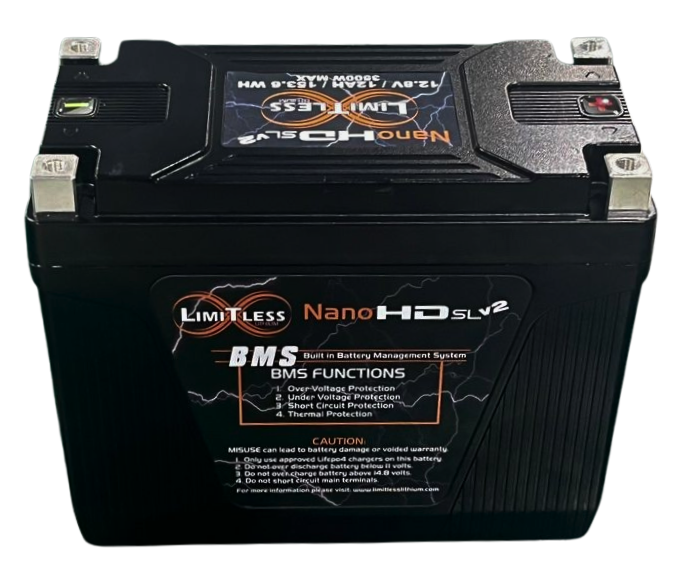 Limitless Lithium Nano-HD SLv2 12Ah LiFePO4 Powersports Battery BCI 20 + 3.5A Maintainer (2)