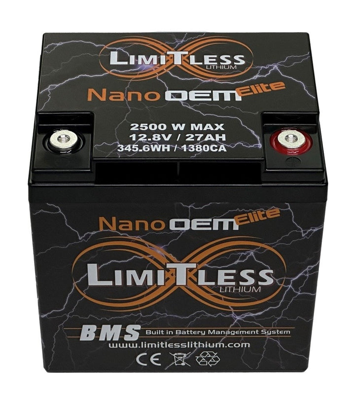Limitless Lithium Nano-OEM Elite 27Ah LiFePO4 Powersports Battery