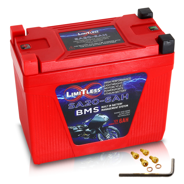 Limitless Lithium Shake Awake 6Ah 12V LiFePO4 Smart Motorcycle Battery (Case 20)