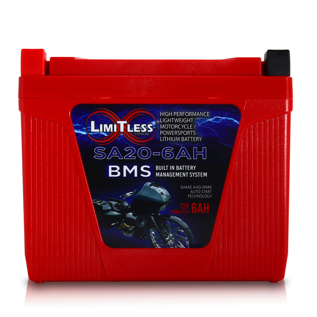 Limitless Lithium Shake Awake 6Ah 12V LiFePO4 Smart Motorcycle Battery (Case 20) + 3.5A Maintainer (3)