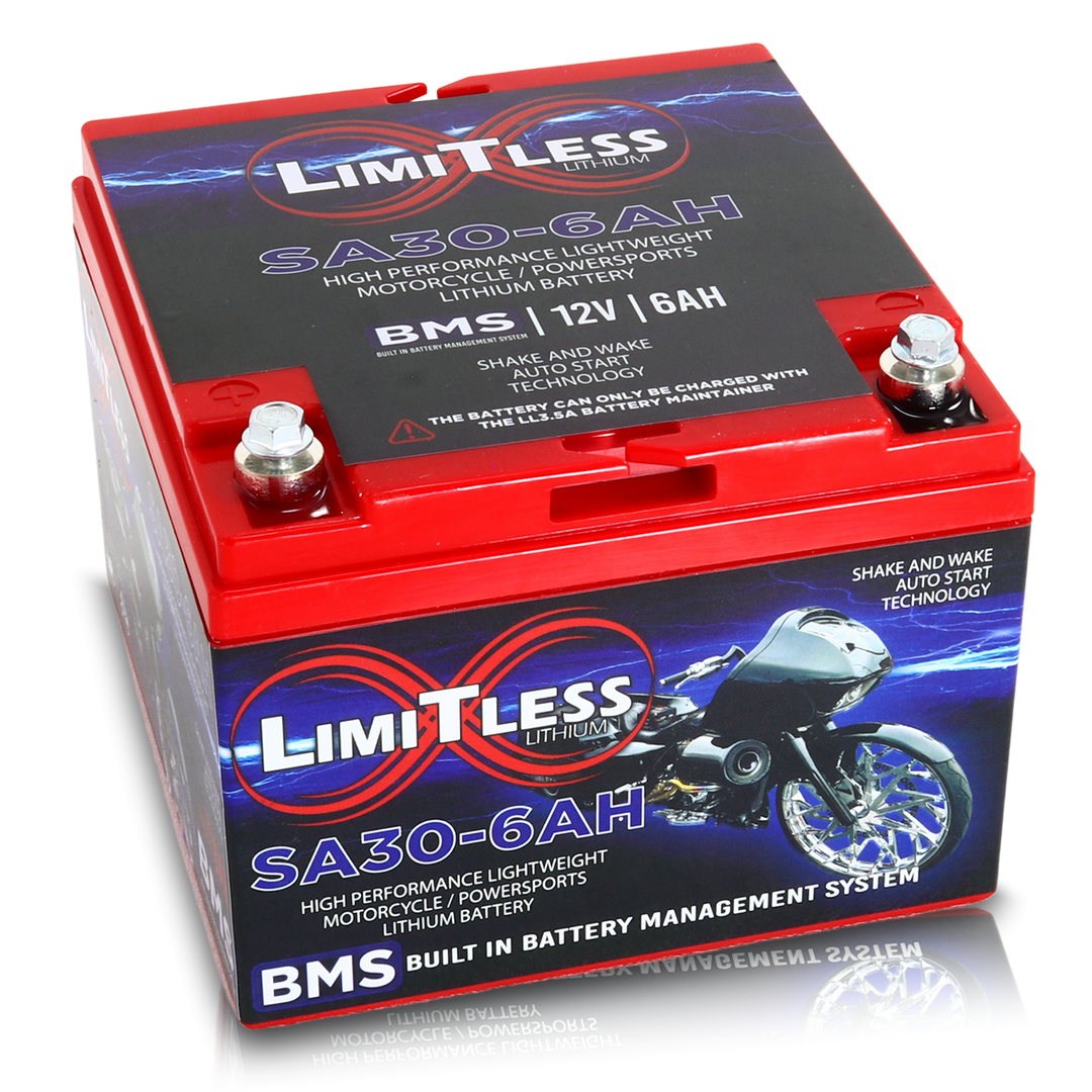 Limitless Lithium Shake Awake 6Ah 12V LiFePO4 Smart Motorcycle Battery (Case 30)