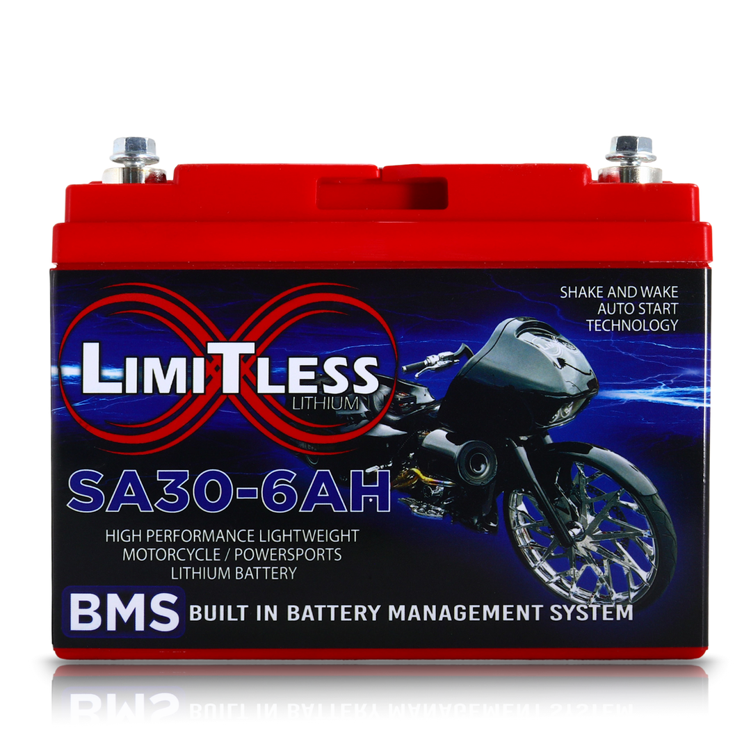 Limitless Lithium Shake Awake 6Ah 12V LiFePO4 Smart Motorcycle Battery (Case 30) + 3.5A Maintainer (3)