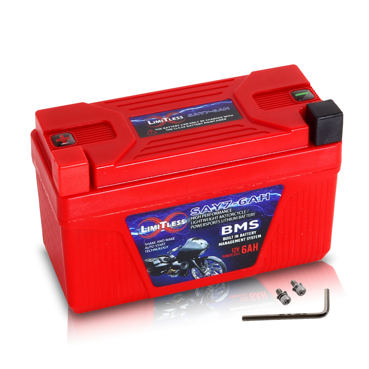 Limitless Lithium Shake Awake 6Ah 12V LiFePO4 Smart Motorcycle Battery (Case Y7)