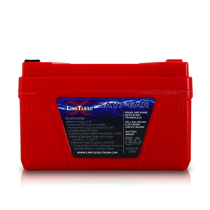 Limitless Lithium Shake Awake 6Ah 12V LiFePO4 Smart Motorcycle Battery (Case Y7) + 3.5A Maintainer (4)