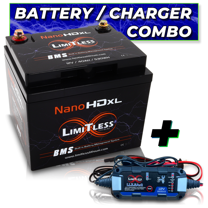 Limitless Lithium Nano-HD XL IP66 LiFePO4 Powersports Battery BCI 86 + 3.5A Maintainer
