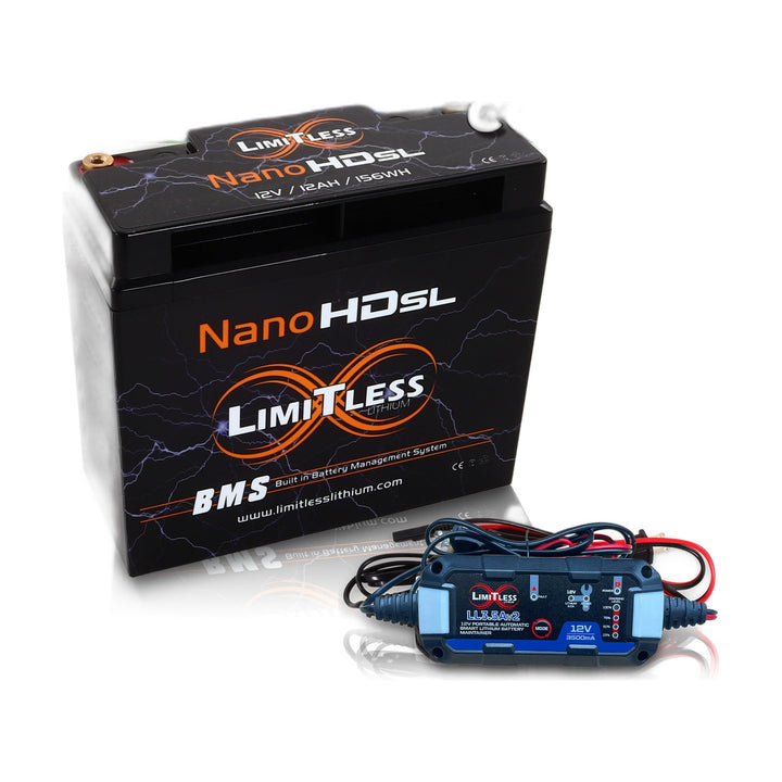 Limitless Lithium Nano-HD SL 12Ah LiFePO4 Powersports Battery BCI 20 + 3.5A Maintainer