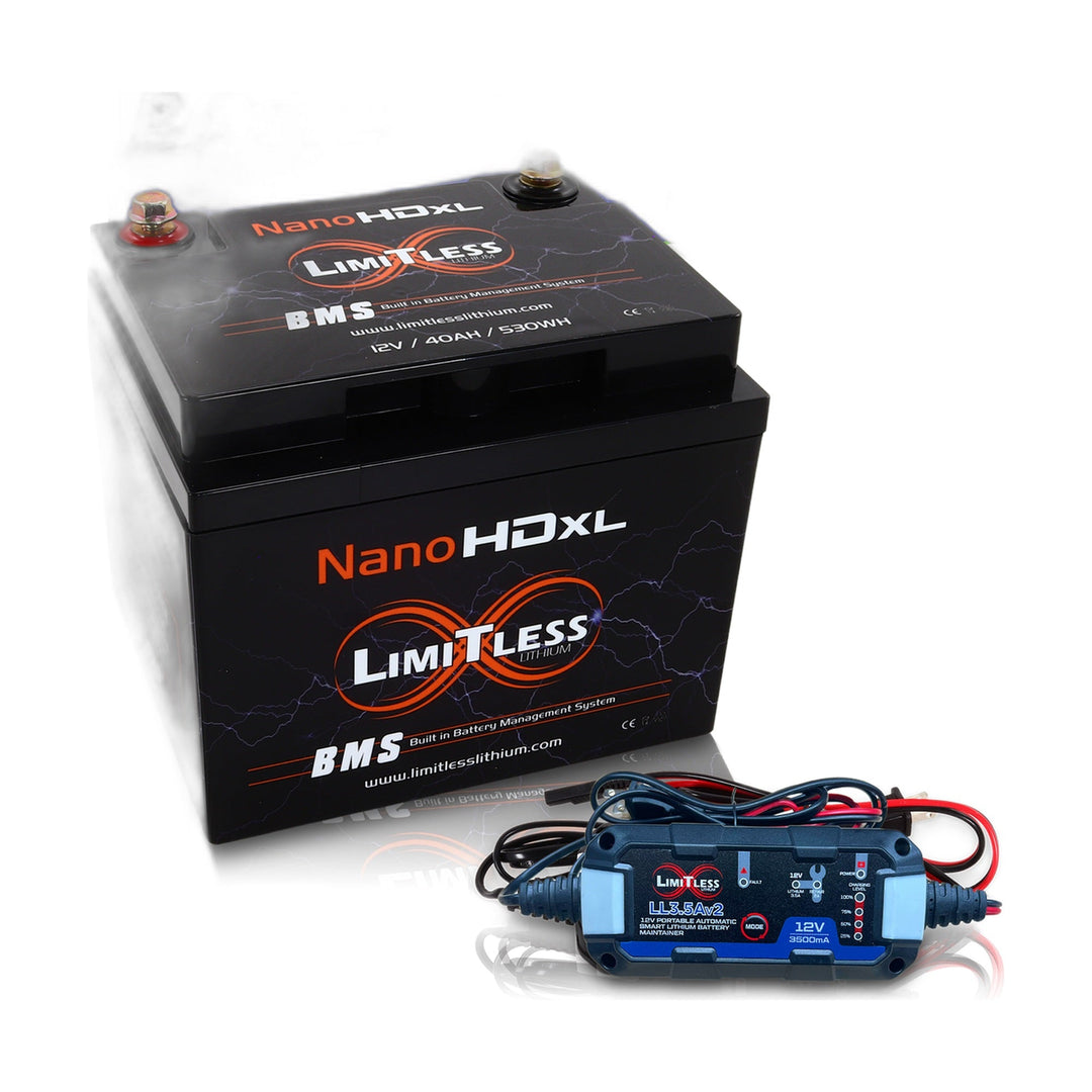 Limitless Lithium Nano-HD XL IP66 LiFePO4 Powersports Battery BCI 86 + 3.5A Maintainer