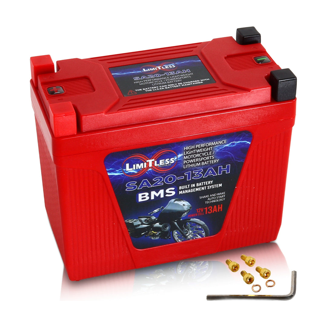 Limitless Lithium Shake Awake 13Ah 12V LiFePO4 Smart Motorcycle Battery (Case 20)