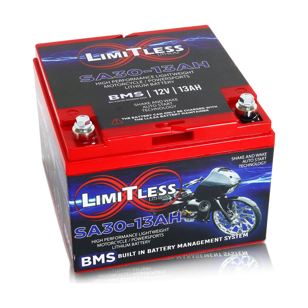 Limitless Lithium Shake Awake 13Ah 12V LiFePO4 Smart Motorcycle Battery (Case 30)