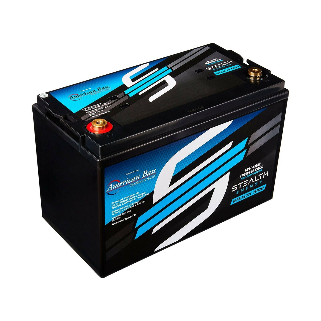 ST-1000 American Bass Audio Stealth 1000 100Ah AGM Battery Maintenance-Free, Sealed Power for Car Audio & More