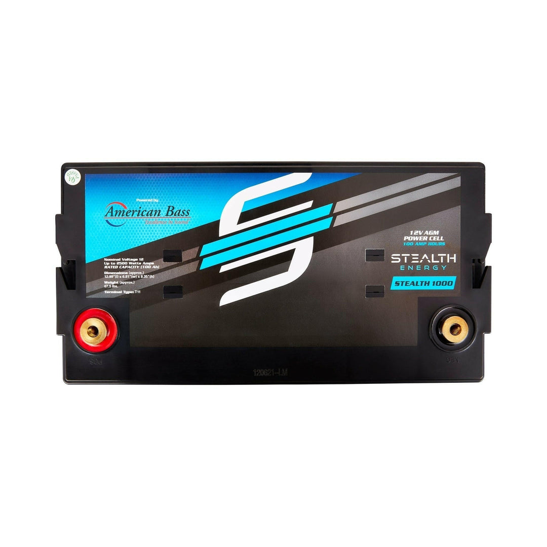 ST-1000 American Bass Audio Stealth 1000 100Ah AGM Battery Maintenance-Free, Sealed Power for Car Audio & More