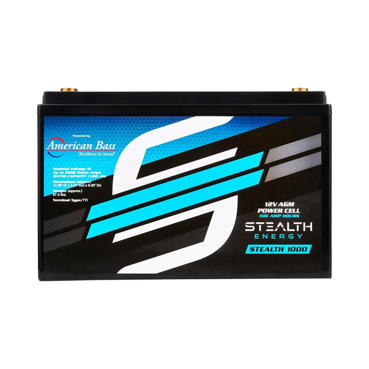 ST-1000 American Bass Audio Stealth 1000 100Ah AGM Battery Maintenance-Free, Sealed Power for Car Audio & More